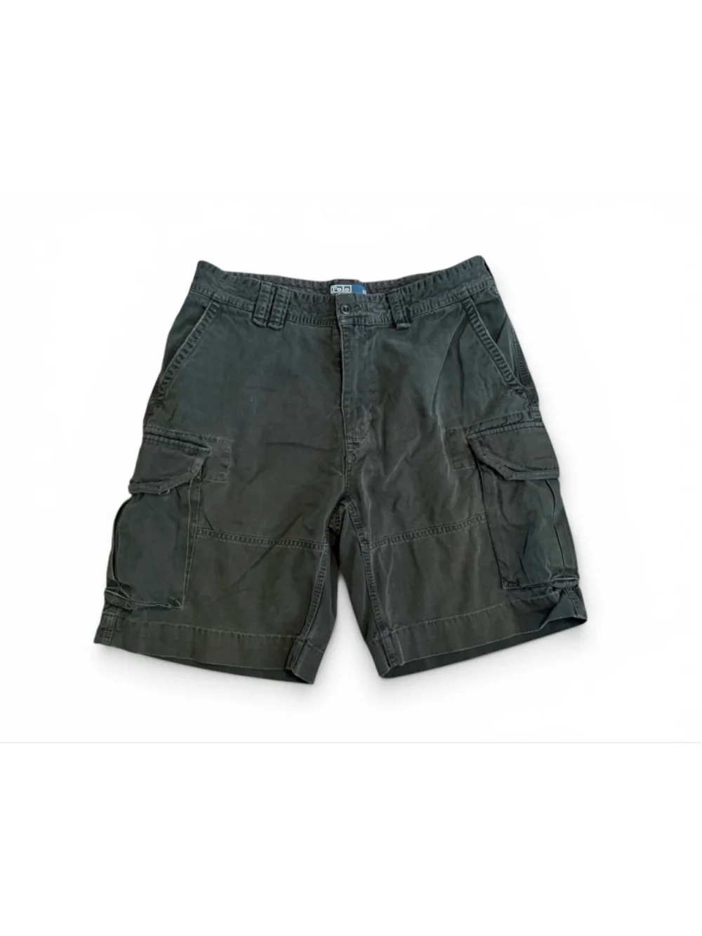 Vintage Y2K Polo Ralph Lauren Mens Cargo Shorts 36 Black Cotton Baggy